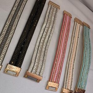 Chic Beaded Bracelet Set in Black, Silver, Pink, Cream, and Blue